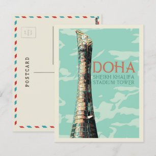 Doha Sheikh Khalifa Stadium illustration Qatar Pos Postcard