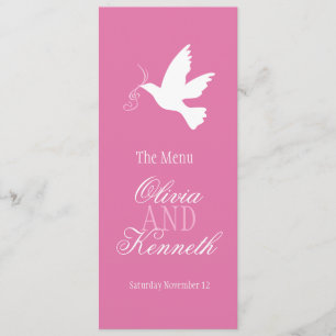 Doigt avec rubans rose et blanc menu du dîner mari