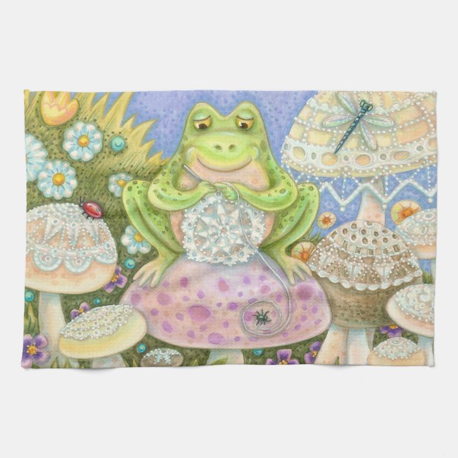 Doilies Make A Hoppy Home FROG 3 KITCHEN TOWELS (Horizontal)