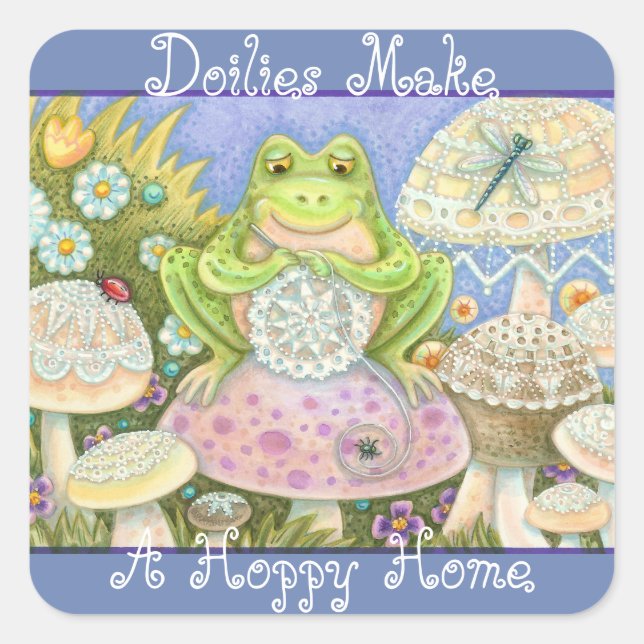 Doilies Make A Hoppy Home FROG STICKERS Sheet (Front)