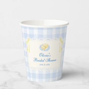 Doily Frame Blue Gingham Bridal Shower Paper Cups