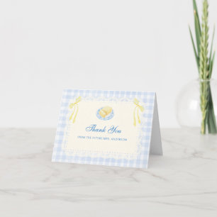 Doily Frame Blue Gingham Bridal Shower Thank You Card
