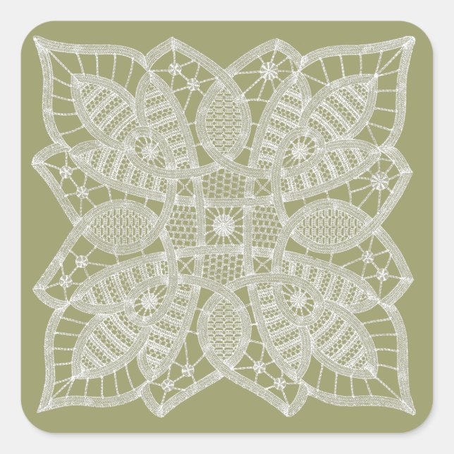 Doily Lace Square Sticker (Front)
