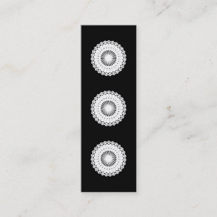 Doily. White lace circle. On Black. Mini Business Card