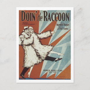 Doin' The Raccoon Vintage Songbook Cover Postcard