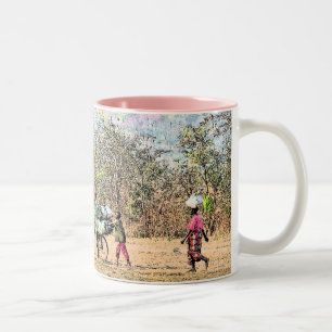 "Doing Chores" Congo Family (Photography) Two-Tone Coffee Mug