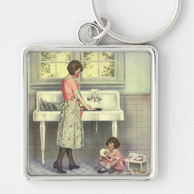 Doing Dishes Keychain (Front)
