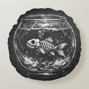 "Doing Great" - Goldfish by BurnsInHell Round Pillow