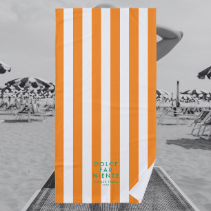 Dolce Far Niente Cinque Terra Orange Stripe  Beach Towel