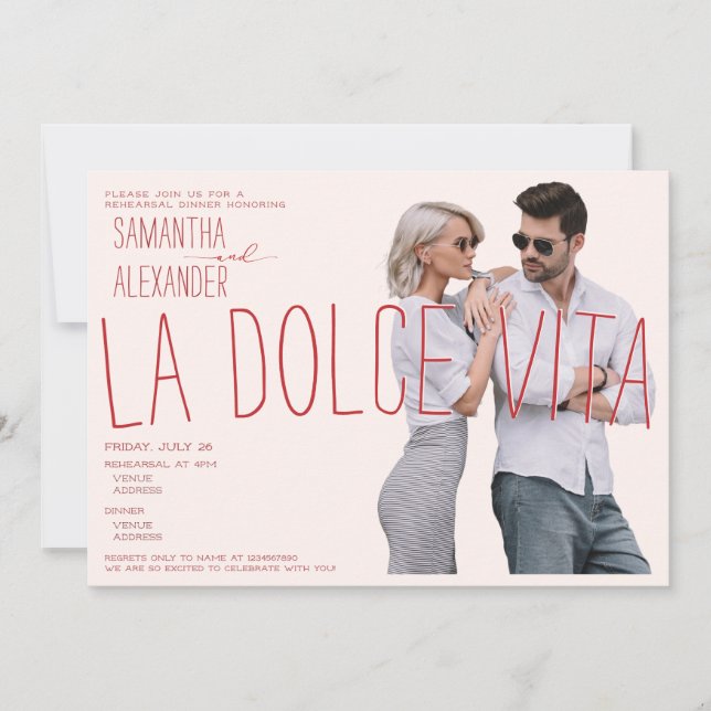 Dolce Vita Italian Wedding Shower Rehearsal Dinner Invitation (Front)