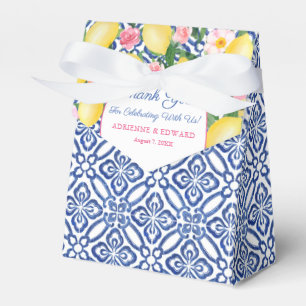 Dolce Vita Lemons Pink Flowers Wedding Favor Box
