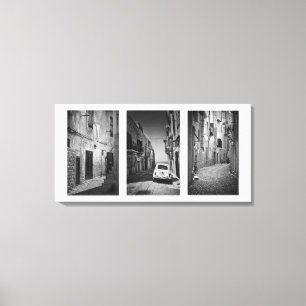 Dolce vita streets in black and white canvas print