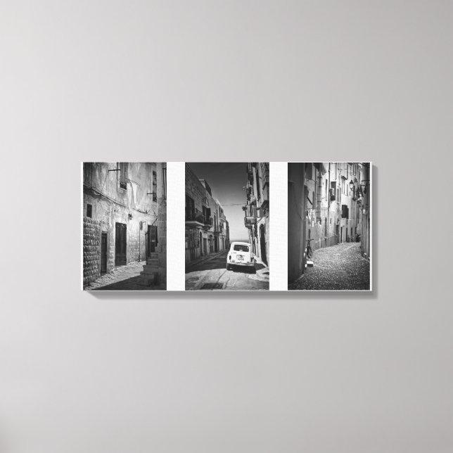 Dolce vita streets in black and white canvas print (Front)