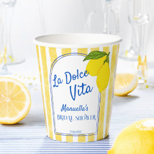 Dolce vita yellow Lemons Italian bridal shower Paper Cups