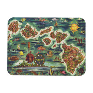 Dole 1950 Map of Hawaii Joseph Feher Oil Paint Magnet