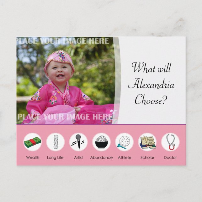 Doljabi Doljanchi Dol Korean 1st First birthday Postcard (Front)