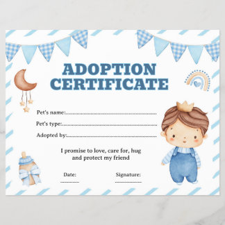Doll adopt a pet certificate editable flyer