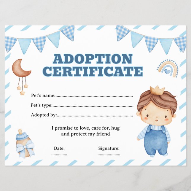 Doll adopt a pet certificate editable flyer (Front)