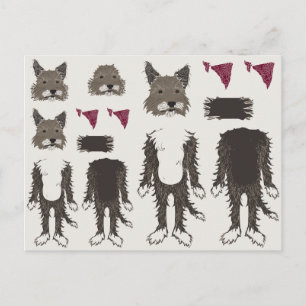 doll parts puppy postcard