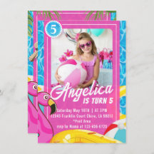 Doll Pink Fashion Pool Birthday Invitation
