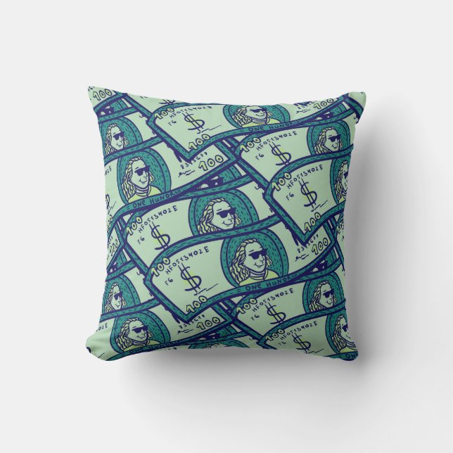 Dollar Banknotes: Seamless Money Pattern Throw Pillow (Front)