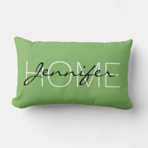 Dollar bill colour home monogram lumbar pillow
