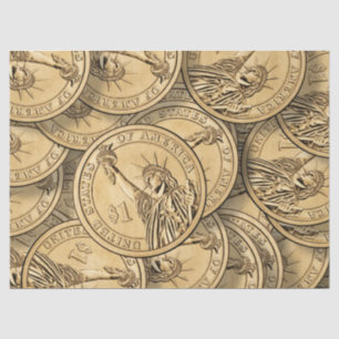 dollar coins tissue paper