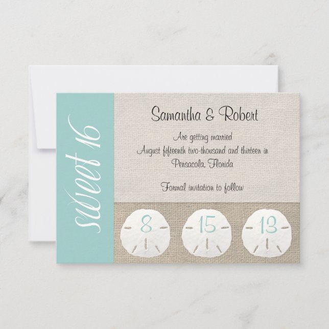 Dollar de sable & Burlap Sweet 16 Invitation (Devant)