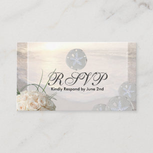Dollar de sable de carte de RSVP et roses blancs