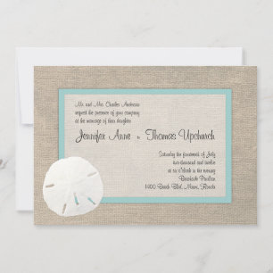 Dollar de sable et Burlap Beach Wedding Invitation