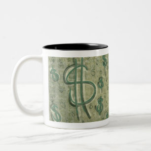 Dollar dollar-Motivation Hustle Entrepreneur Life  Two-Tone Coffee Mug