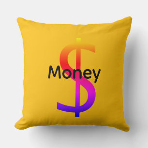 Dollar $ign Money  Logo Rainbow Yellow Throw Pillow