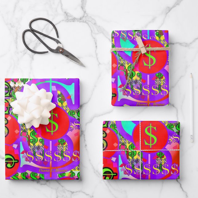 Dollar $igns Money  Wrapping Paper Sheet (Front)