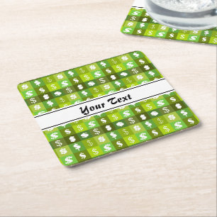 Dollar money sign pattern square paper coaster