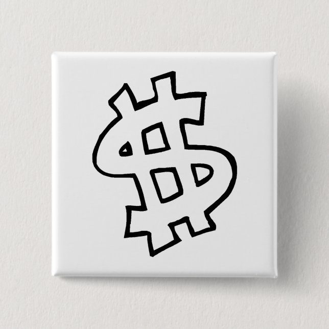 Dollar Sign 2 Inch Square Button (Front)
