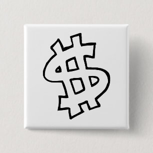 Dollar Sign 2 Inch Square Button