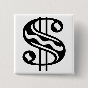 Dollar Sign 2 Inch Square Button