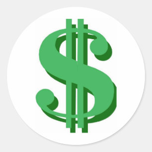 $ dollar-sign classic round sticker