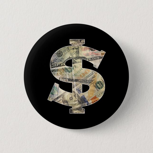 Dollar Sign Cool Money 2 Inch Round Button (Front)