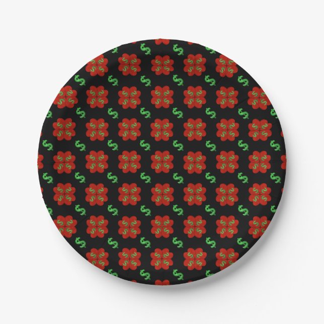 Dollar Sign Graphic Pattern Paper Plate (Front)