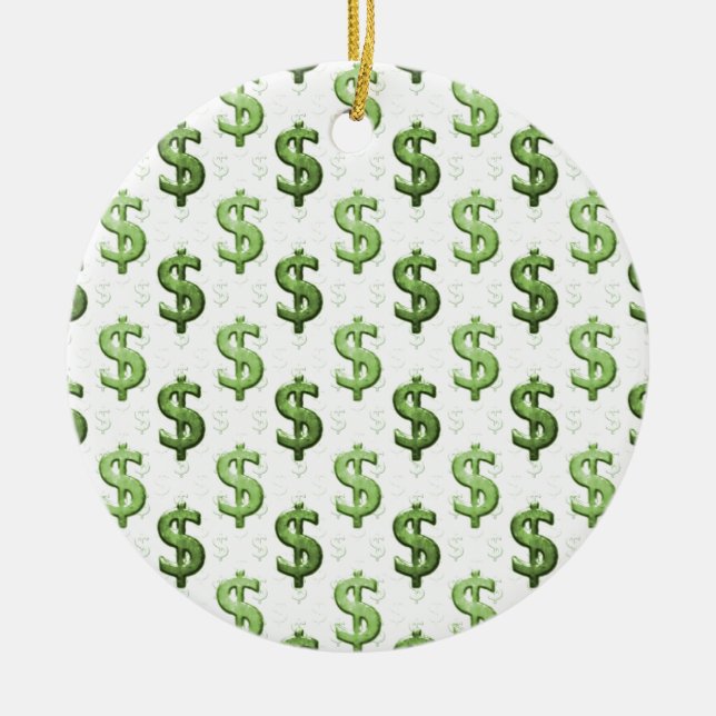 Dollar Sign Pattern Ceramic Ornament (Front)
