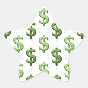 Dollar Sign Pattern Star Sticker