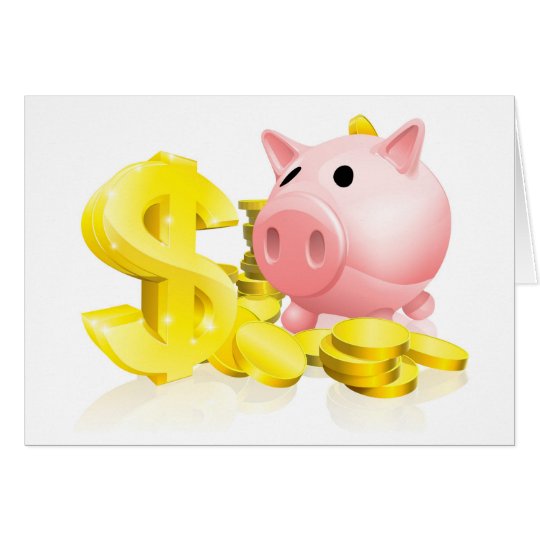 Dollar sign piggy bank card