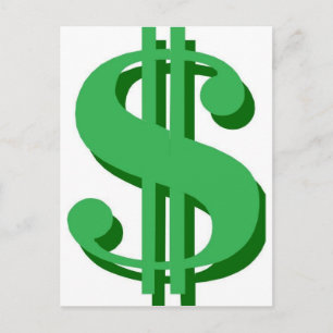 $ dollar-sign postcard