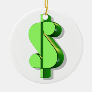 dollar sign value and success ceramic ornament