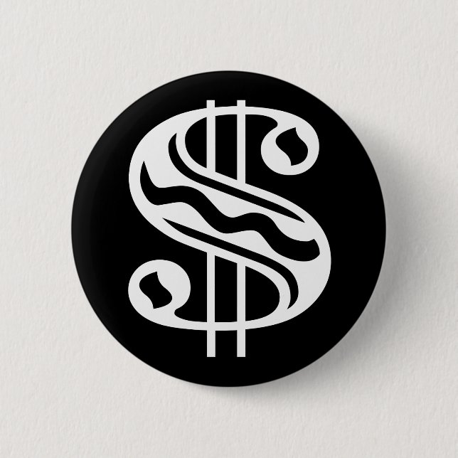 Dollar Sign - White 2 Inch Round Button (Front)