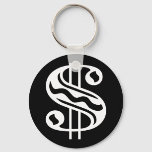 Dollar Sign - White Keychain