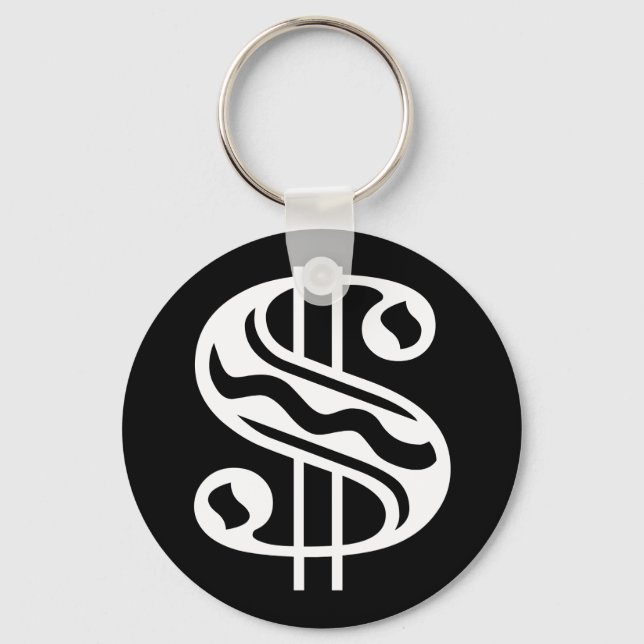 Dollar Sign - White Keychain (Front)