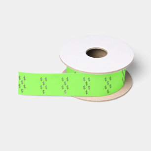 Dollar Signs on Green Satin Ribbon