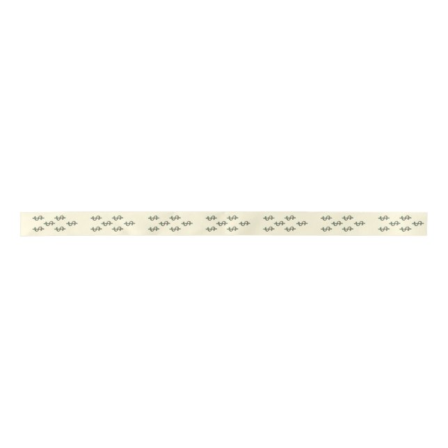 Dollar Signs on Pale Yellow Satin Ribbon (Front)